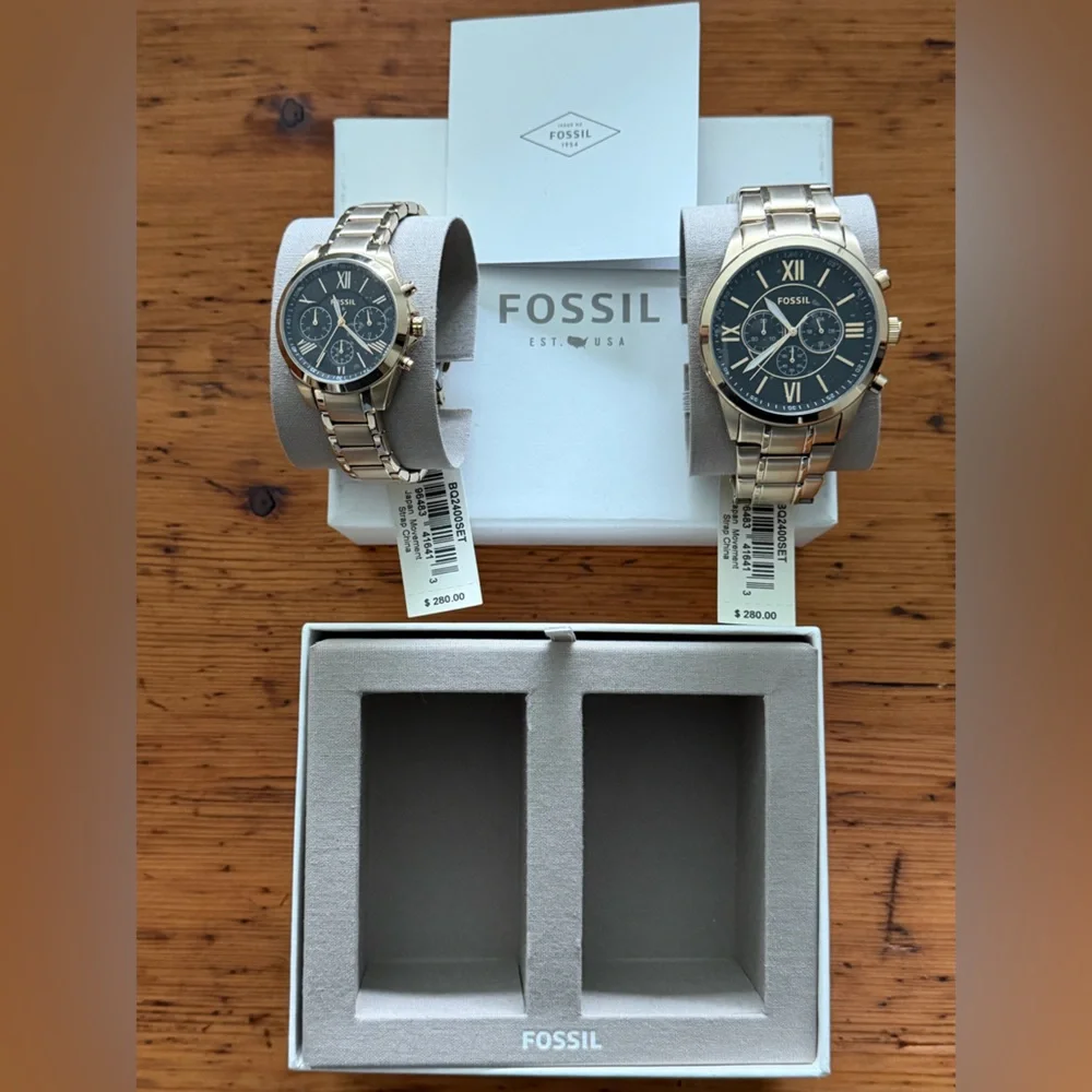 Fossil Gold and Black Chronograph Watch Set - Picture 2 of 5